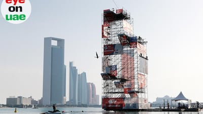 Sergio Guzman of Mexico competes during the finals of the FINA high diving world cup on the Breakwater along the Corniche in Abu Dhabi on February 29, 2016. Christopher Pike / The National