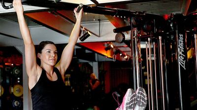 Lelanie Nebal working out at the Warehouse Gym in Dubai. Satish Kumar / The National