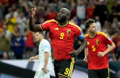 Romelu Lukaku of Belgium celebrates after scoring his team's fourth goal against New Zealand. EPA