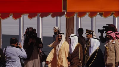 Sheikh Zayed in Kuwait City on January 26, 1987. Getty Images