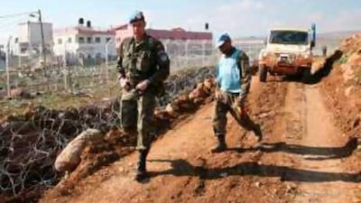 Spanish soldiers of the UN Interim Force in Lebanon clear a road that had been closed by Israeli forces in Ghajar in January.