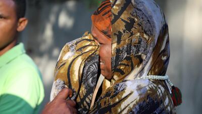 A Somali woman mourns at the scene of the attack on the Nasahablod Two Hotel in Mogadishu's Hamarweyne district on October 29, 2017. Feisal Omar / Reuters