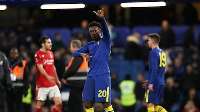 Callum Hudson-Odoi celebrates after the match. Reuters
