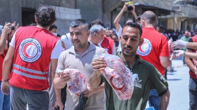 The programme delivered 500 portions of sacrificial meat in Aleppo, 500 in Latakia, 500 in Homs and 500 in Hama, reaching 100,000 beneficiaries in the four governorates