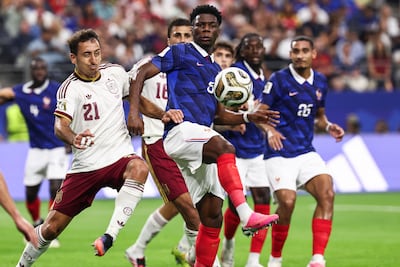 Aurelien Tchouameni in action for France at the World Cup. AFP