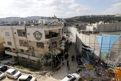 'World's worst view' at Walled Off Hotel in the West Bank city of Bethlehem. EPA