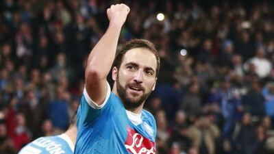 Gonzalo Higuain scored 36 Serie A goals for Napoli last season, breaking a 66-year-old record. Carlo Hermann / AFP