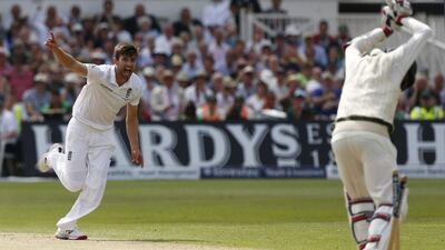 The moment England win The Ashes as Mark Wood celebrates bowling Nathan Lyon. Justin Tallis / AFP