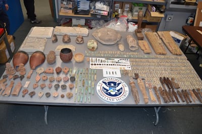 The artefacts seized from Ashraf Omar Eldarir at JFK airport. Photo: US Department Of Homeland Security