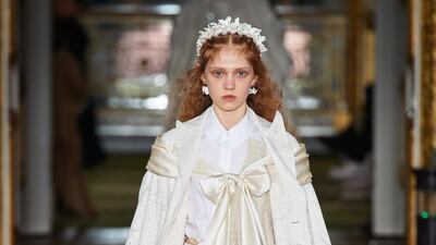 Pearls at the Simone Rocha show during London Fashion Week