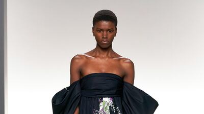 Ruched drop sleeves and a column dress for spring summer 2020. Courtesy Givenchy