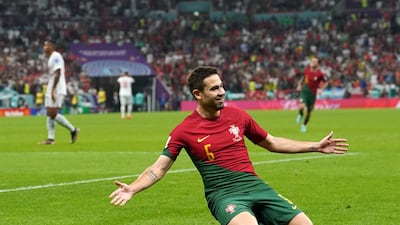 Raphael Guerreiro celebrates scoring Portugal's fourth goal. PA