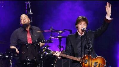 Sir Paul McCartney plays to a packed house at the Yas Arena last night. Antonie Robertson / The National