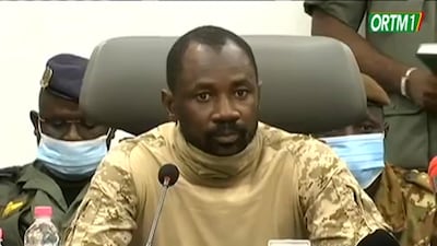 Colonel Assimi Goita, one of the five military officers who announced this week's coup on the state broadcaster ORTM, says he is now in charge of Mali. AP