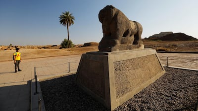 A man looks at the statue of the Lion of Babylon in the ancient city of Babylon near Hilla, Iraq. Reuters
