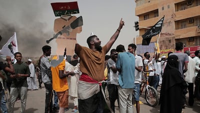 Sudanese anti-military protesters demonstrate in Khartoum. AP