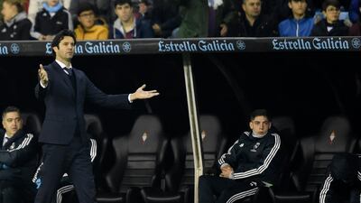 Real Madrid interim manager Santiago Solari on the touchline. AFP