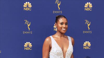 Issa Rae wears Vera Wang to the 2018 Primetime Emmy Awards. EPA