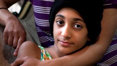Lujain Hussein , 11, suffered a brain haemorrhage after she was assaulted by a group of boys nine months ago. Doctors say she may never gain full vision again.Silvia Rázgová / The National
