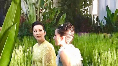 Kris Aquino on the 'Crazy Rich Asians' set in a Michael Cinco gown: Aquino has lavished praise on Cinco in interviews and on social media. 'Thank you to "the" Michael Cinco for making me a gown truly befitting a princess,' she said recently. 'Based in Dubai, Michael is our very own - he originally came from Samar. This movie gave me that special opportunity to make us Filipinos feel good about ourselves and our contribution to the global workforce.'