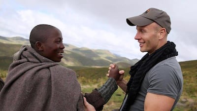 Thomas Woolf, right, with Joseph, one of the Herd Boys that Sentebale supports with an education via night schools that follow these nomadic shepherds around the mountains of in Lesotho, South Africa. Courtesy Thomas Woolf