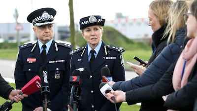 Australian Federal Police Commander Jennifer Hurst talks to the media next to Detective Superintendent David Nelson in Badhoevedorp, Netherlands on March 9, 2020. Reuters