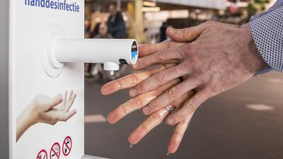 A man washes his hands at the University Medical Center in Groningen, The Netherlands. EPA
