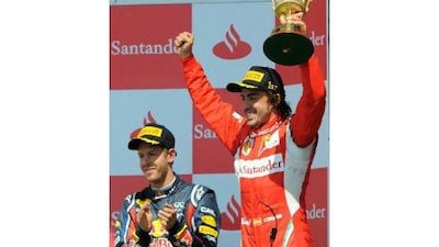 Ferrari's Fernando Alonso stood on the top of the podium for the first time this season on Sunday.