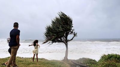 Strong waves break in Saint-Benoit, on the east of the French Indian Ocean island of La Reunion, heralding the arrival of tropical cyclone Batsirai. The storm has already left at least 7,500 homes in nearby Mauritius without power, after trees fell on to electricity lines. AFP