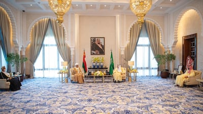 Oman’s Sultan Haitham meets Saudi Arabia’s King Salman in Neom.