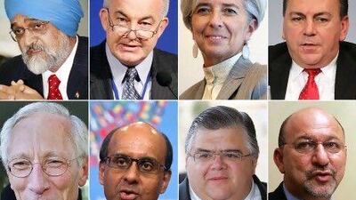 A combo picture showing possible contenders to head the International Monetary Fund from (top L-R) Montek Singh Ahluwlia, economic adviser to India's prime minister, Kemal Dervis, Turkey's former economy minister, Christine Lagarde, French finance minister, Axel Weber, former head of Bundesbank, (bottom L-R) Stanley Fischer, Israel's central bank governor, Tharman Shanmugaratnam, Singapore finance minister, Agustin Carstens, governor Bank of Mexico, Trevor Manuel, former South African Finance minister. AFP