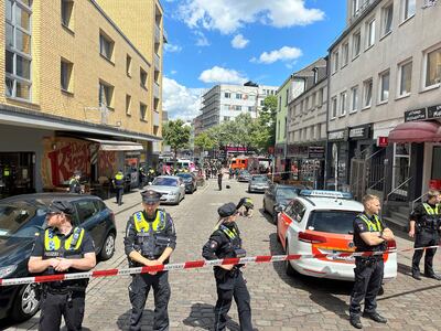 Police cordon off an area near the Reeperbahn in Hamburg, Germany. AP