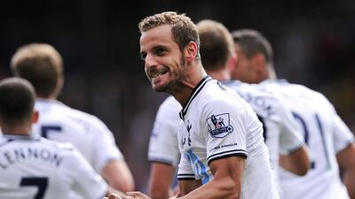 Striker: Roberto Soldado, Tottenham Hotspur. Partly responsible for Spurs' inability to replace Gareth Bale's production. The £26 million (Dh161m) signing from Valencia scored all of one goal from open play. Glyn Kirk / AFP