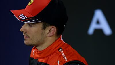 Charles Leclerc of Ferrari talks after his pole. EPA