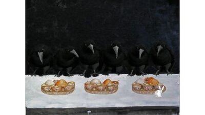 Farideh Lashai’s Down the Rabbit Hole and Keep Your Interior Empty of Food use animation projected on illustrations from Alice’s Adventures in Wonderland to make topical points.