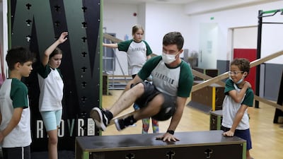 Mr Murden teaches children aged four to 16 at Parkour DXB in Dubai's Al Quoz neighbourhood.