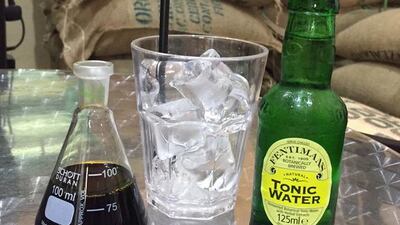 Nicaraguan coffee with Fentiman’s Tonic Water, over ice. Hareth Al Bustani