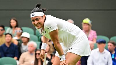 Tunisia's Ons Jabeur during her first-round win. AFP