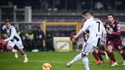 Juventus forward Cristiano Ronaldo sscores the decisive goal from the penalty spot. AFP