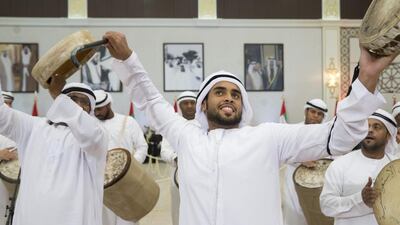 Men perform a traditional ayyalah dance. Donald Weber / Crown Prince Court - Abu Dhabi