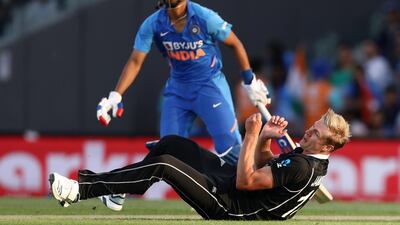 New Zealand's Kyle Jamieson drops a catch during game two of the One Day International Series. Getty