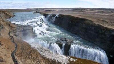 Gulfoss, a double crevice waterfall in Golden Circle, Iceland, is not at the same scale as Niagara Falls but is equally, if not more, dramatic. Getty Images