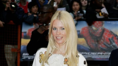 Claudia Schiffer, in a retro mini dress, attends the premiere of 'Spider-Man 3' at the Odeon Leicester Square on April 23, 2007, in London. Getty Images