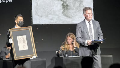 Salvador Dali art work for sale at the 100 Million Meals charity auction at the Mandarin Oriental Jumeira in Dubai. Antonie Robertson / The National