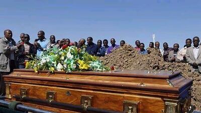 Mourners attend the funeral of Andries Motlapula Ntsenyeho, one of 34 striking platinum mineworkers shot dead at Lonmin's Marikana mine, at his home town of Sasolburg in South Africa's Free State province yesterday. Mike Hutchings / Reuters