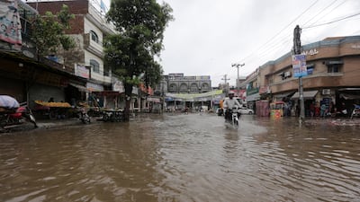 Flooded streets during heavy rainfall in Lahore, Pakistan, on September 19, 2023. EPA