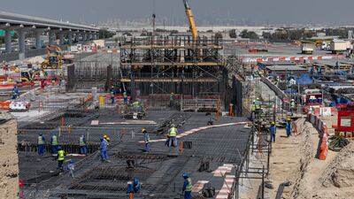 Work in progress in February 2025 as part of phase one of the Dh10billion expansion plan for the Dubai Exhibition Centre with the final construction to end in 2031. Antonie Robertson / The National