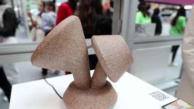 An AI-enabled device that moderates social appropriacy on display as part of the Mena Grad Show at Dubai Design Week