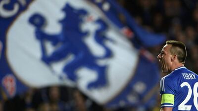 Chelsea captain John Terry reacts at the end of their Champions League victory over Paris Saint-Germain on Tuesday. Dylan Martinez / Reuters / April 8, 2014