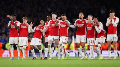Arsenal watch and react during the penalty shootout against Porto. Getty Images
